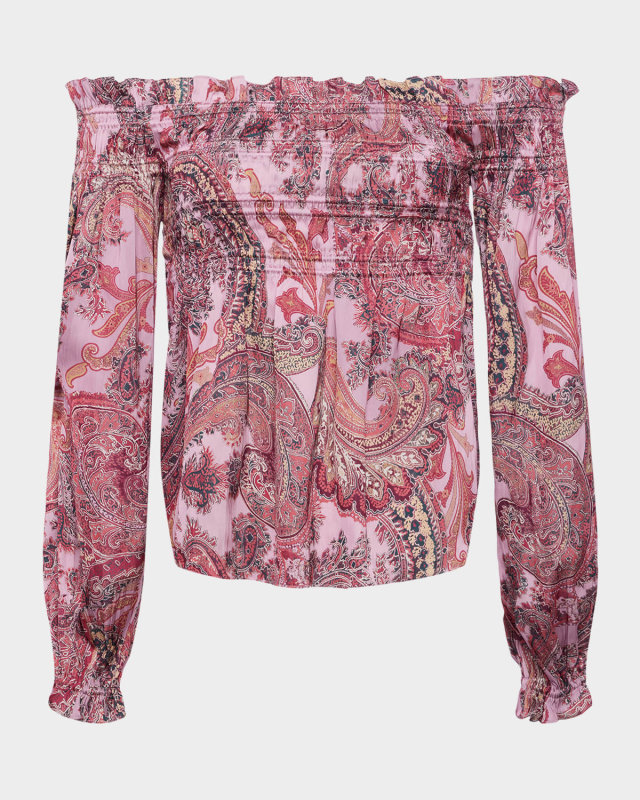 Ariela Paisley Off-Shoulder Blous